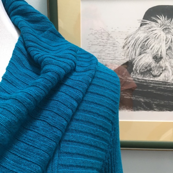 New Directions Blue Cowl Neck Sweater - Picture 3 of 8